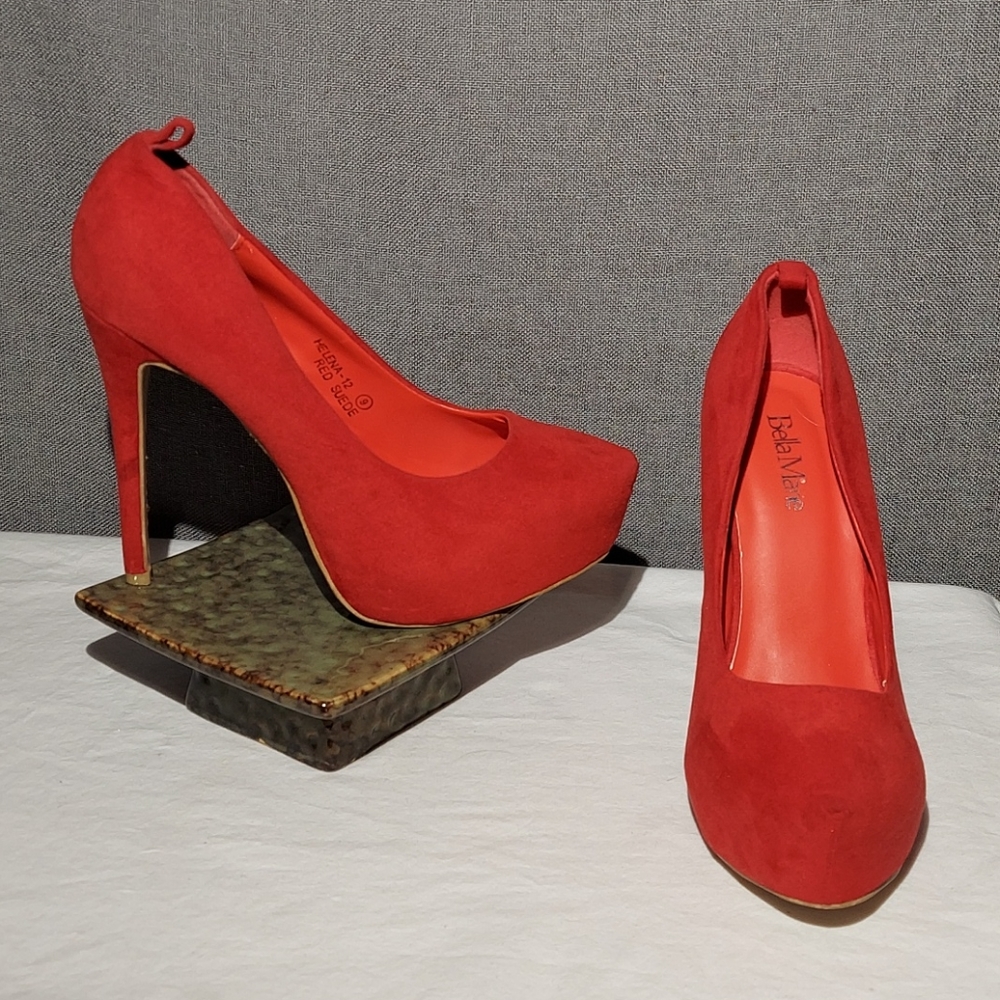 Bella Marie Red Suede Platform Heels Helena SZ 9